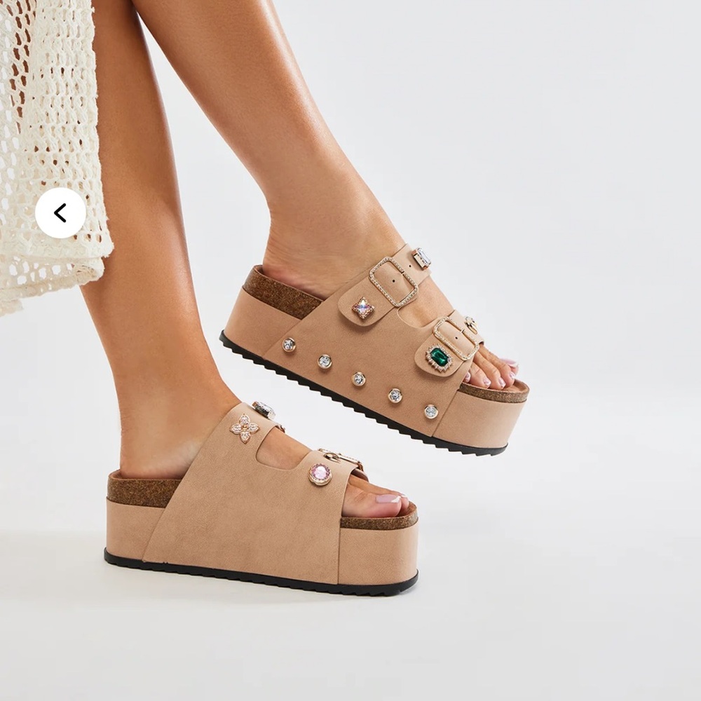 Arabelle Embellished Platform Sandals - Nude - Picture 4 of 4